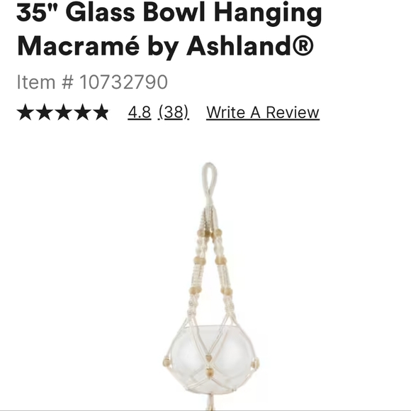 Ashland macrame glass bowl or potted plant hanger - Picture 3 of 10